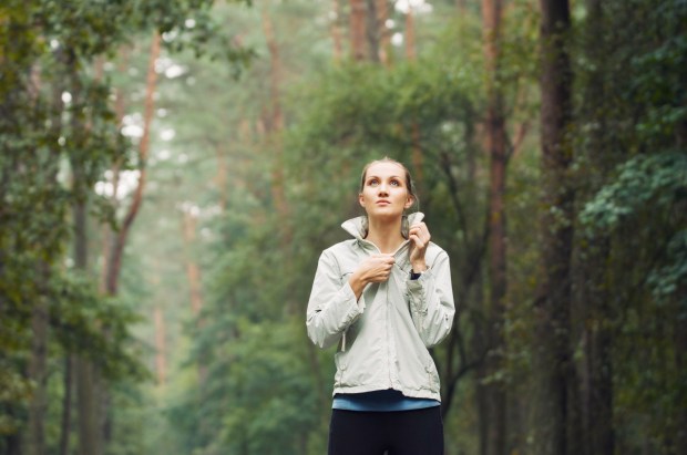 healthy lifestyle fitness sporty woman running early in the morning in forest area, fitness healthy lifestyle concept